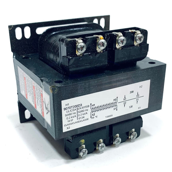 9070T200D3 Square D 208V AC, 120V AC, Foot, 200 VA, Single Phase