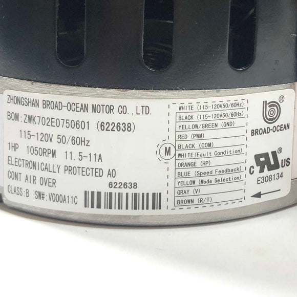 921652 Nordyne High Efficiency Replacement Motor 1Hp, 115-120V, 50/60Hz, 1050Rpm