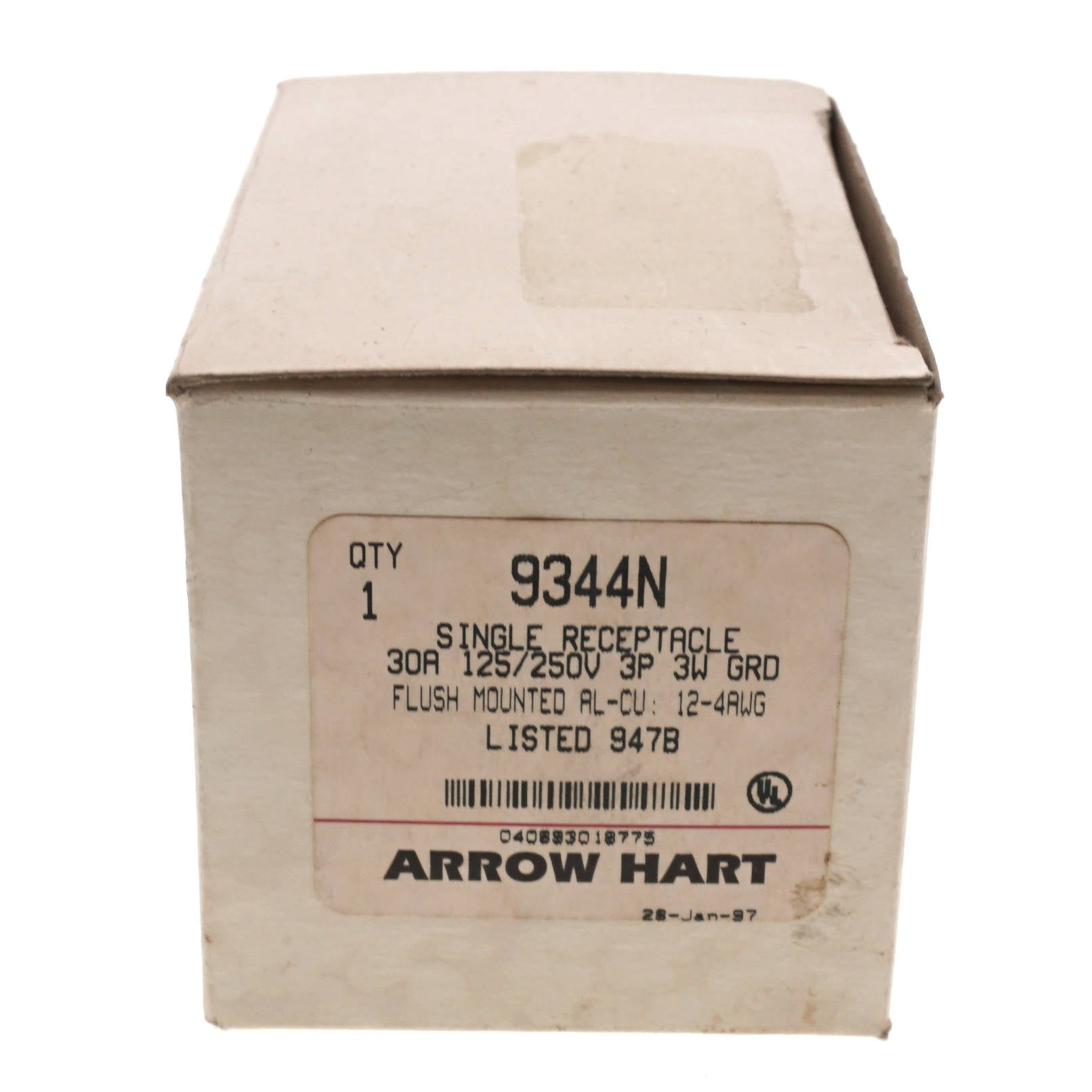 9344N Arrow Hart Receptacle 30 Amp 125/250 VAC