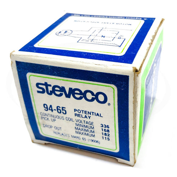 94-65 Steveco Potential Relay, Continuous Coil Voltage: 336, 119-15025-2012R