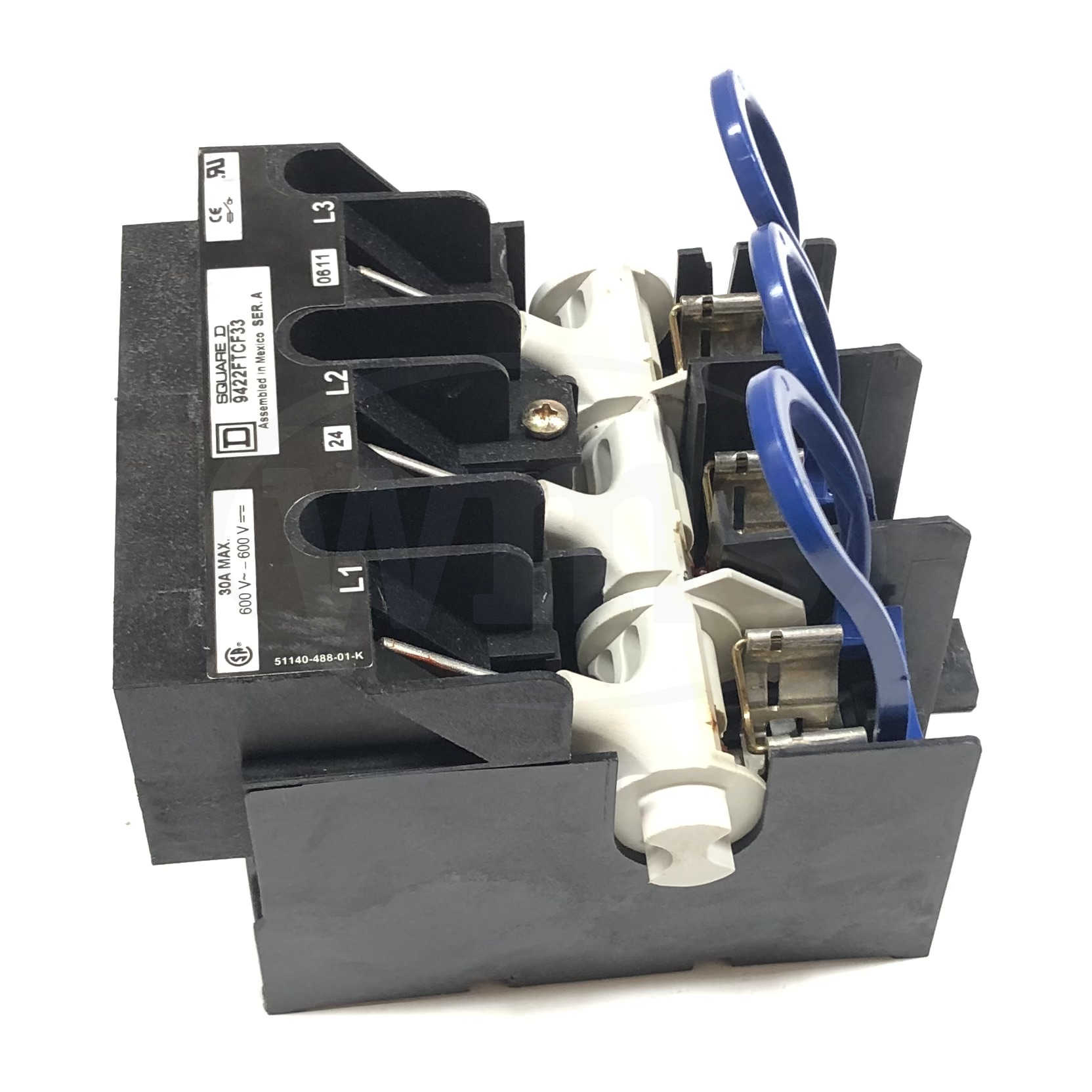 9422FTCF33 Square D Disconnect Switch Fuse Block, 600V, 30A Max