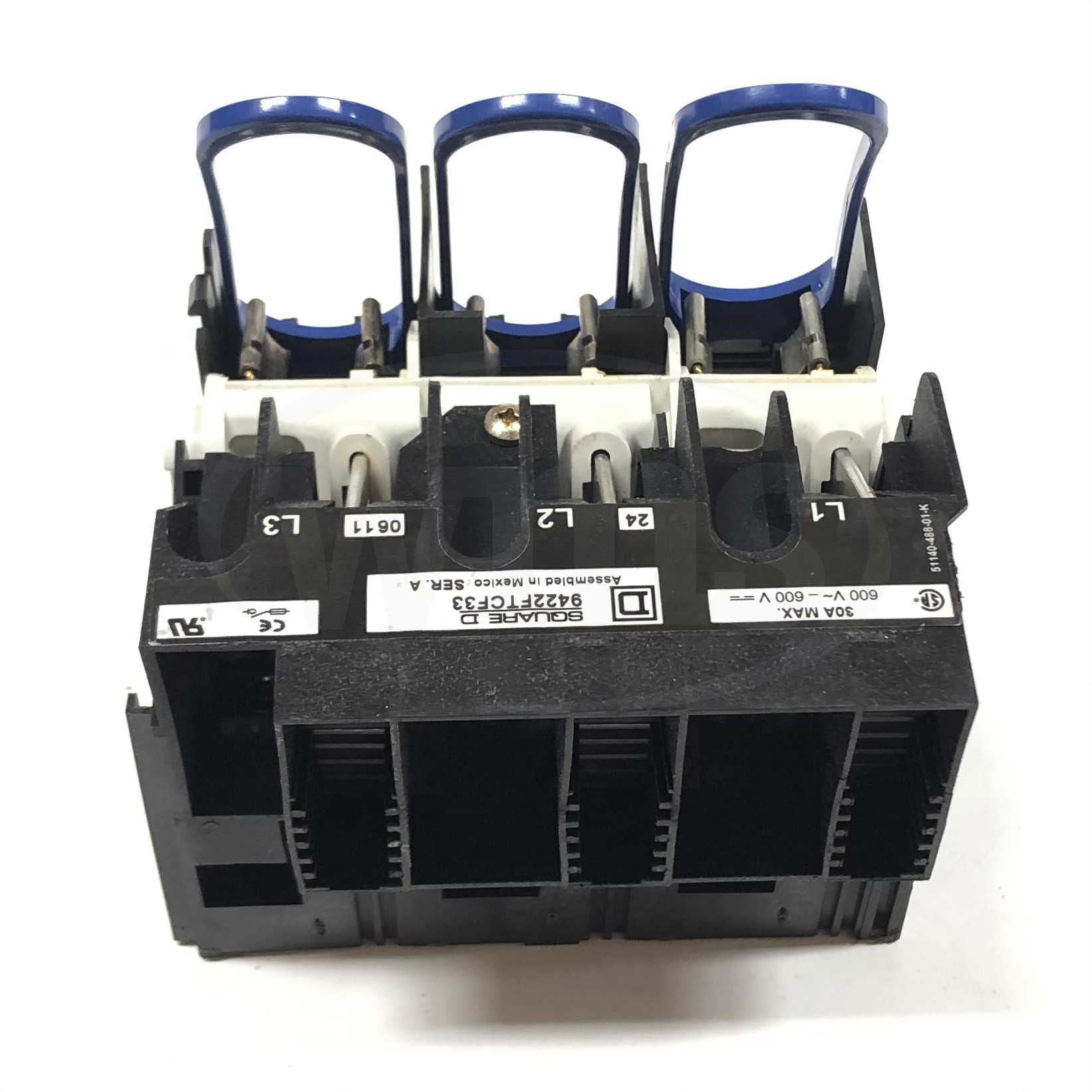 9422FTCF33 Square D Disconnect Switch Fuse Block, 600V, 30A Max