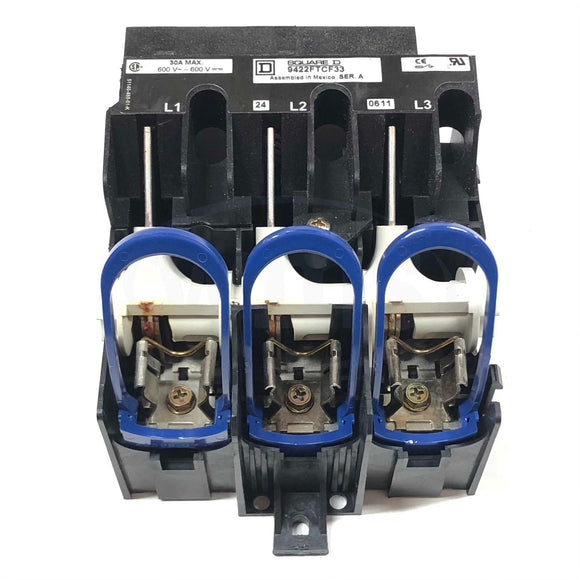 9422FTCF33 Square D Disconnect Switch Fuse Block, 600V, 30A Max