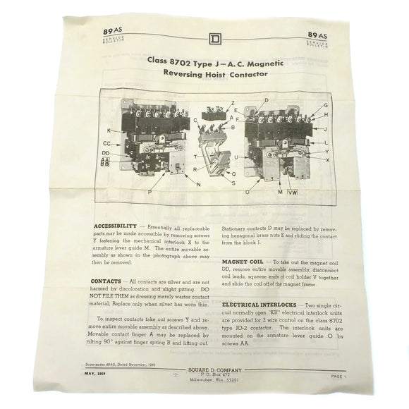 9998JA1 Square D 6-Pole Contact Kit