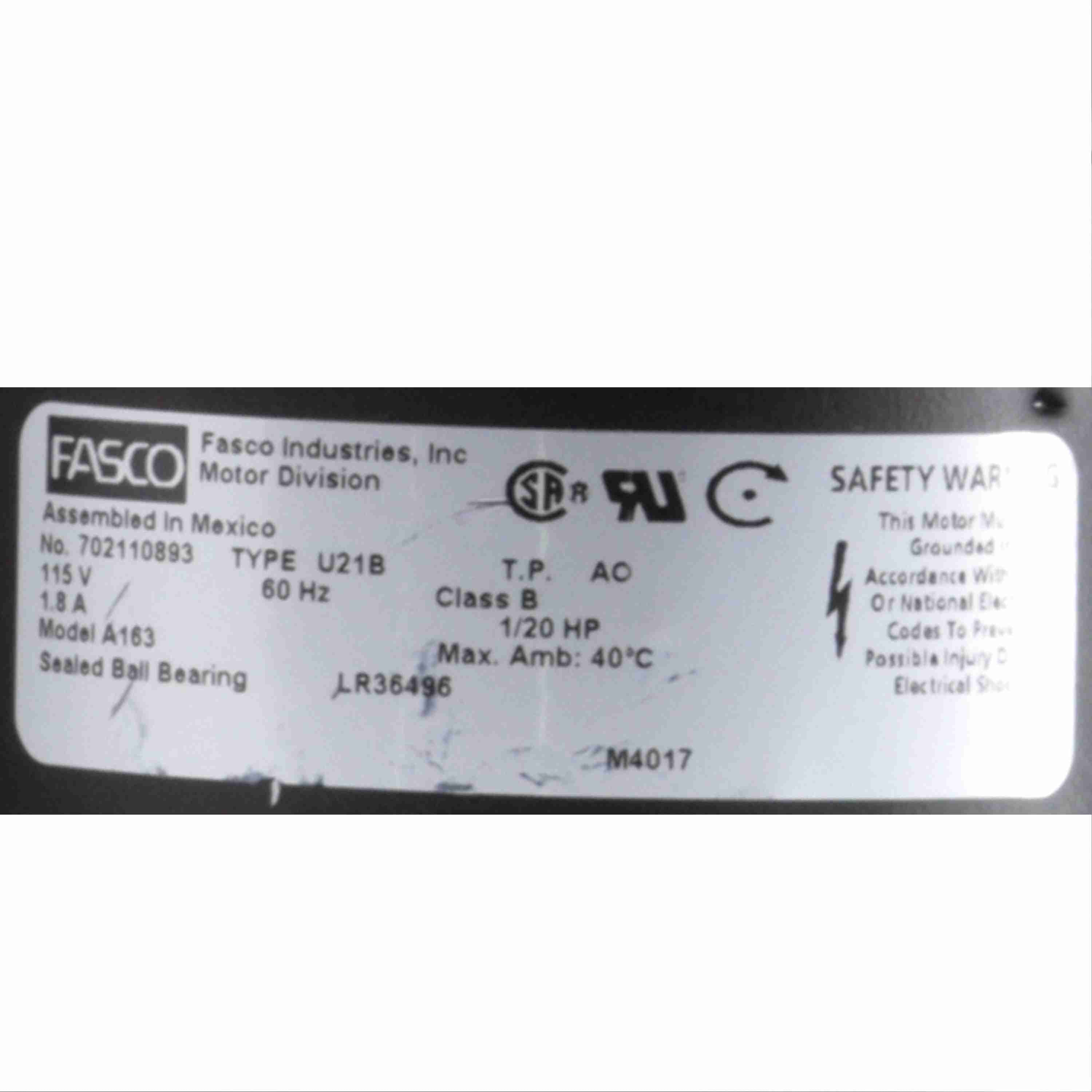 A163 Fasco Round Outlet Draft Inducer Blower Electric Motor, 3300RPM