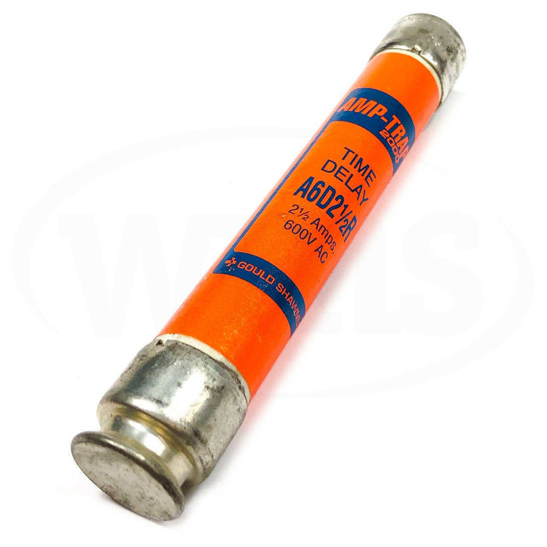A6D2-1/2R Amp-Trap/Gould Shawmut Time Delay Fuse, 2 1/2 Amp, 600 VAC, 200kA IR