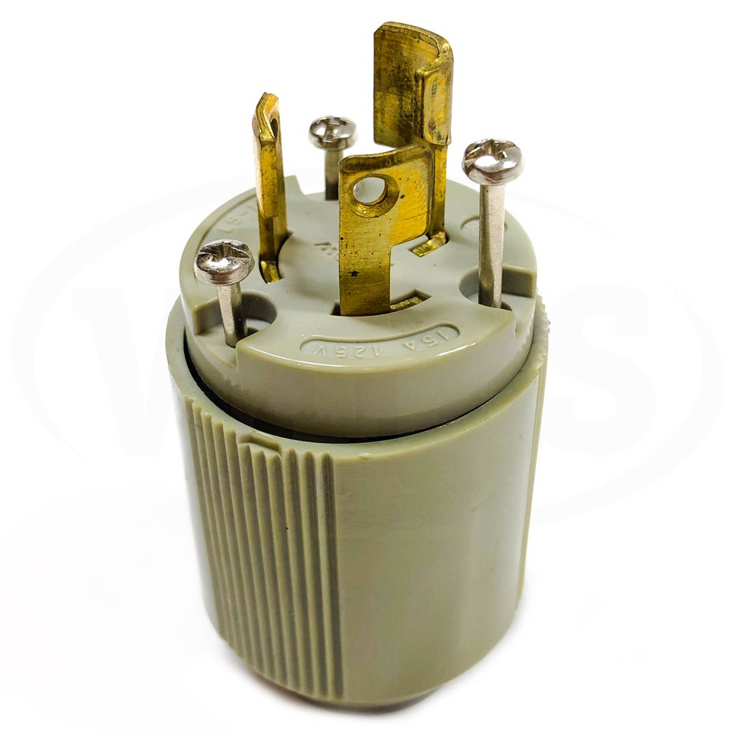 AH4721N Arrow Hart Autogrip Locking Plug, 15A, 125V, 2-Pole, 3-Wire GRD