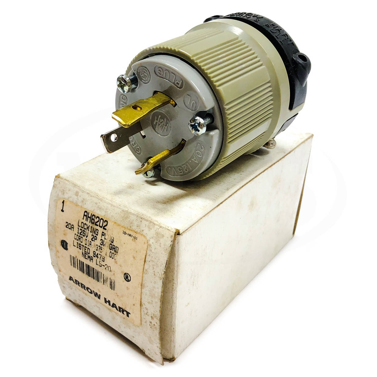 AH6202 Arrow Hart Locking Plug, 20A, 125V, 2-Pole, 3-Wire GRD, Nema: L5-20