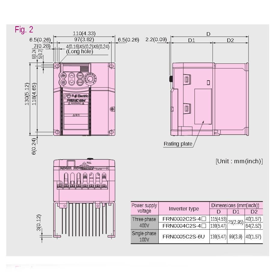 FRN0004C2S-4U 1 HP Fuji FRENIC-Mini C2 Compact Variable Frequency Driv ...