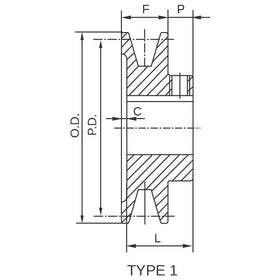 AK1710 1.75" X 5/8" AK Single Groove V-Pulley - 0