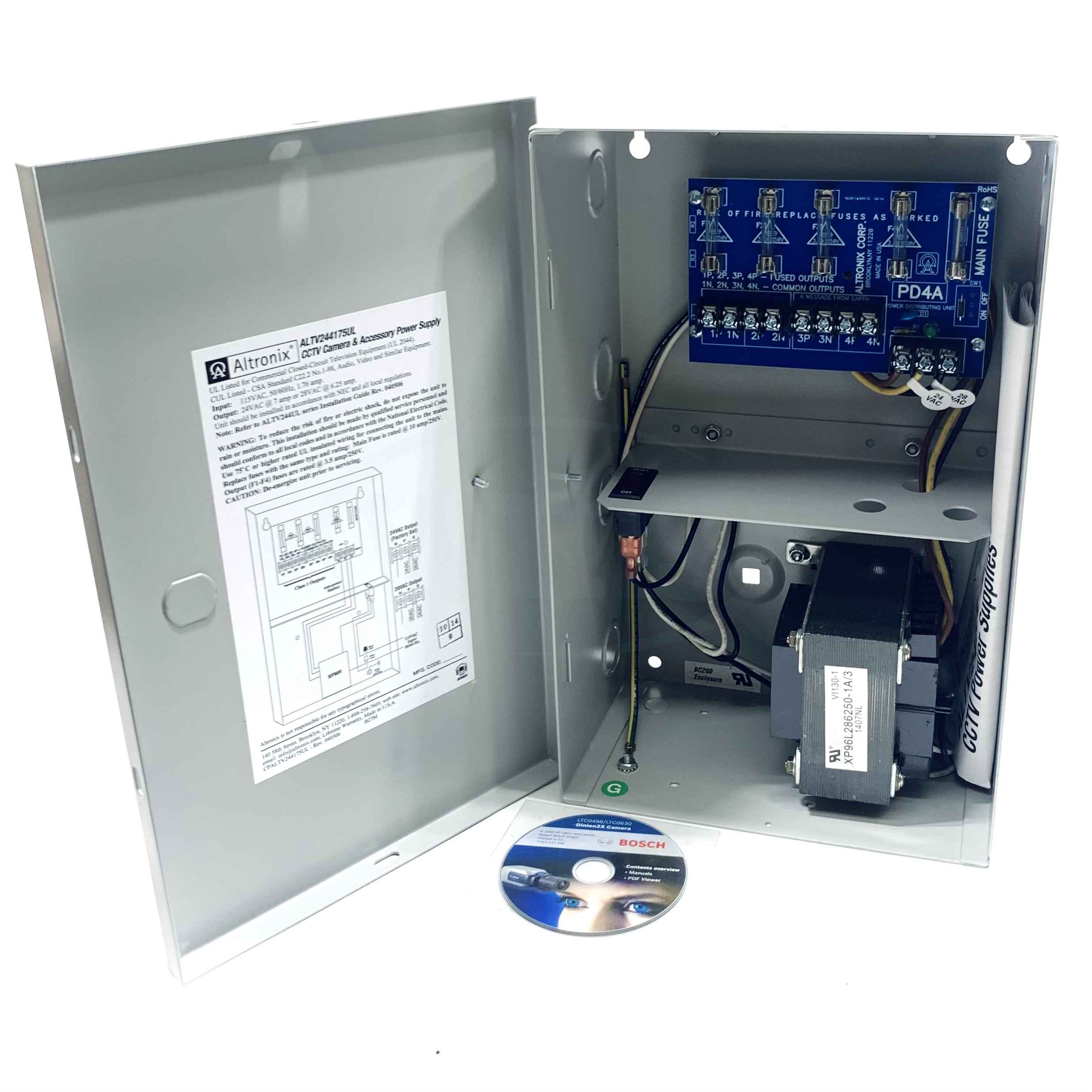 ALTV244175UL Altronix CCTV Power Supply, 24VAC @ 7 Amp or 28VAC @ 6.25Amp