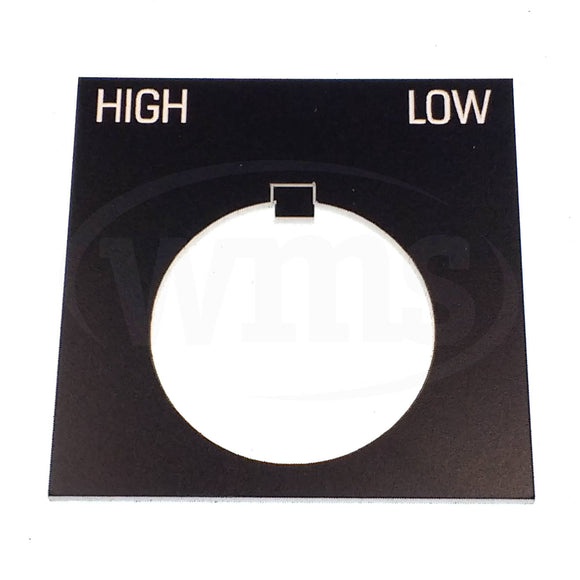 APP30S-113 WEG "HIGH/LOW" Legend Plate, 30mm