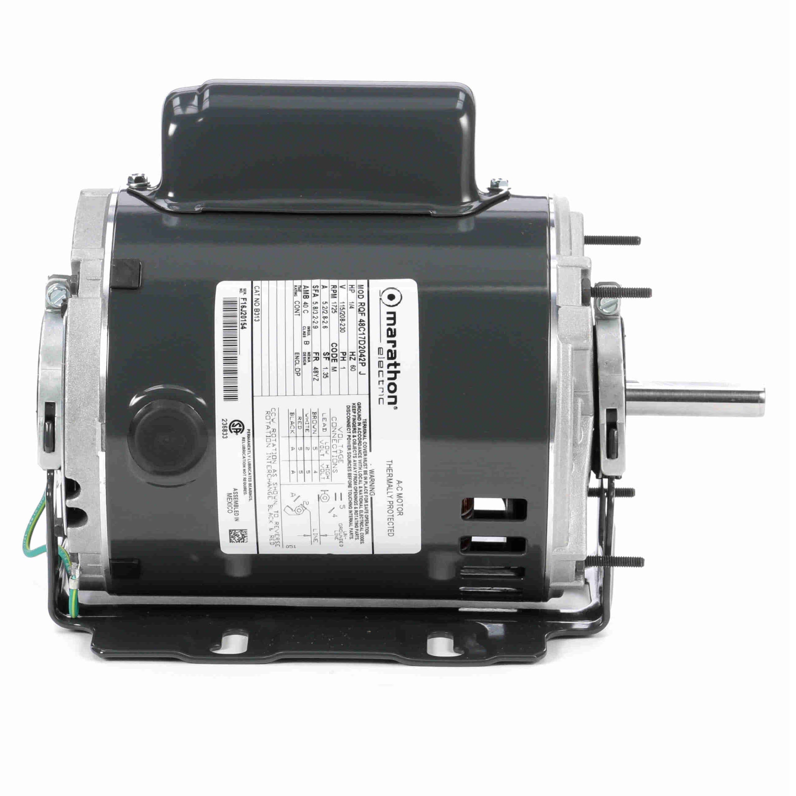 B313 Marathon 1/4HP Fan & Blower Electric Motor, 1800RPM