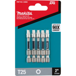 E-00991 Makita Impact XPS? T25 Torx 2" Power Bit, 5 Pack