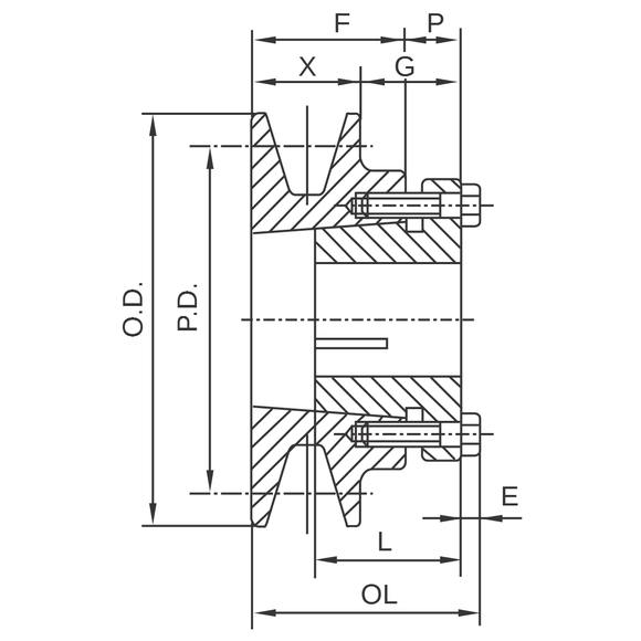 BK32H 3.35" "H" Style BK Single Groove V-Pulley