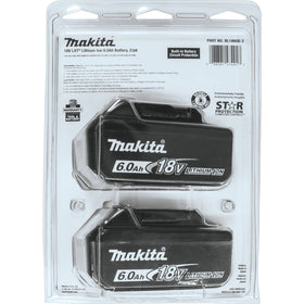 BL1860B-2 Makita 18V LXT Lithium-Ion 6.0Ah Battery, 2 Pack - 0