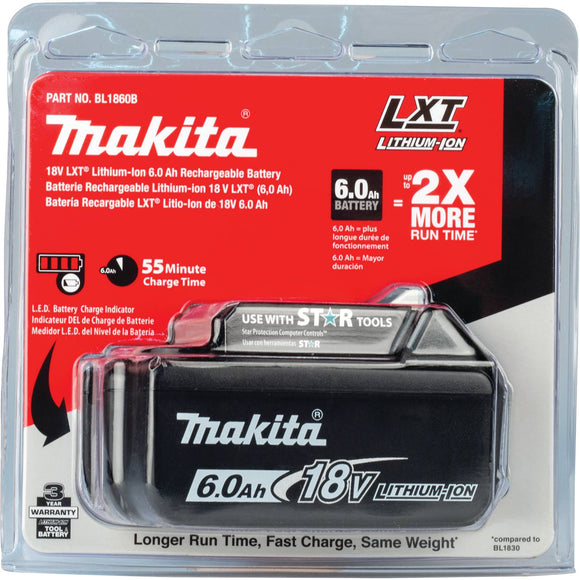 BL1860B Makita 18V LXT Lithium-Ion 6.0Ah Battery