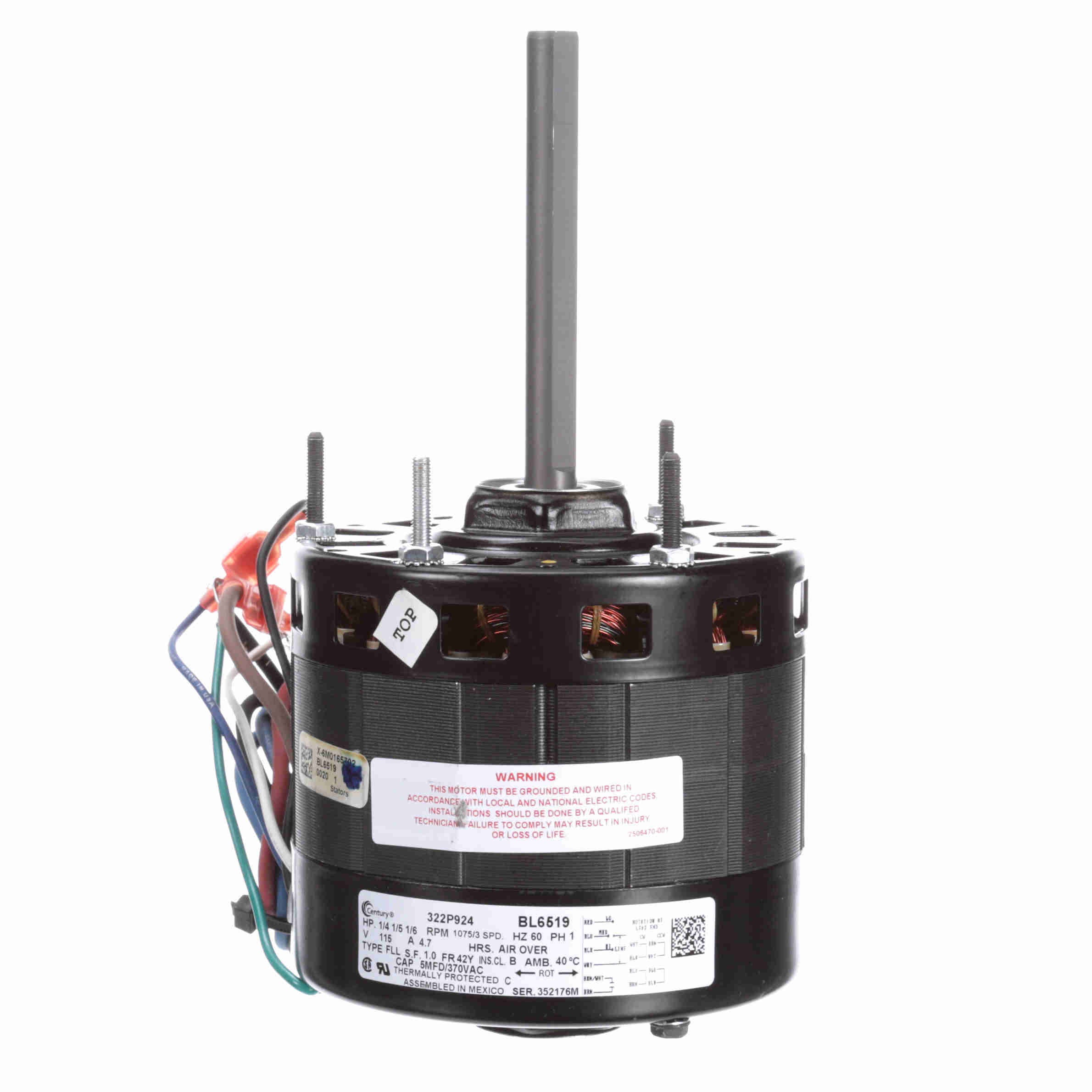 BL6519 Century 1/4, 1/5, 1/6HP Electric Motor, 1075 RPM