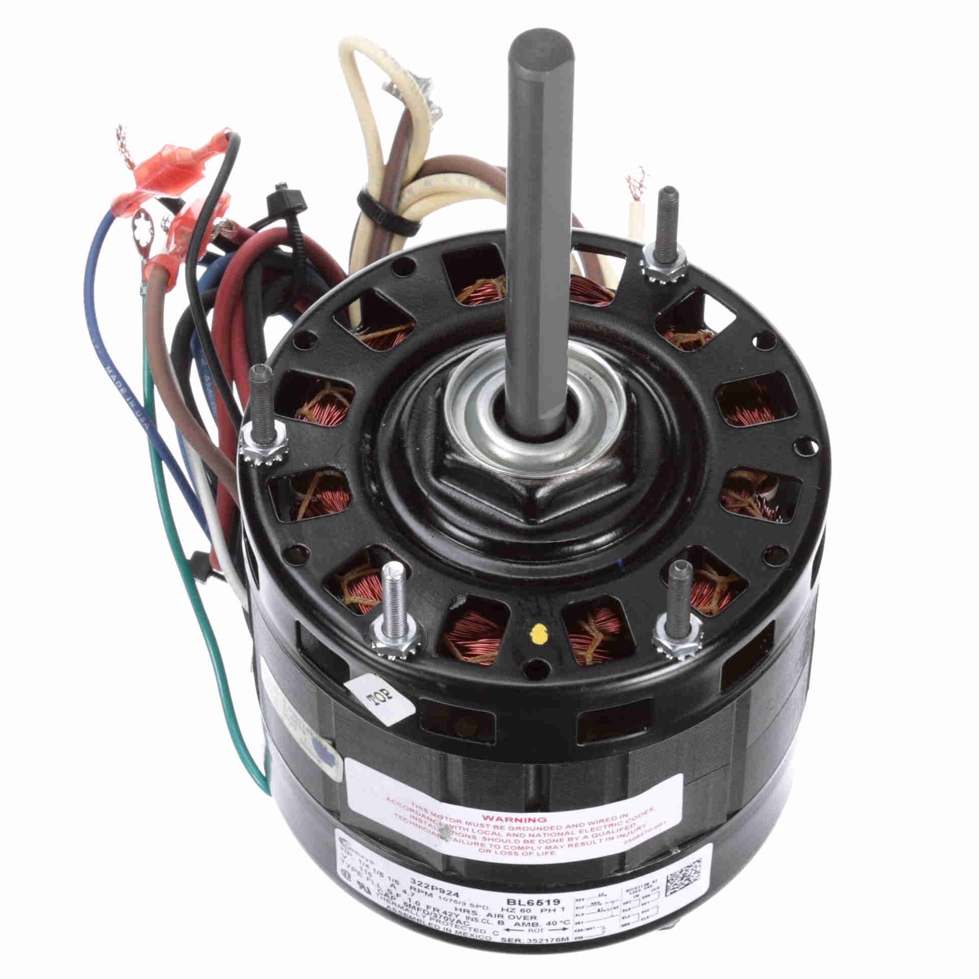 BL6519 Century 1/4, 1/5, 1/6HP Electric Motor, 1075 RPM - 0