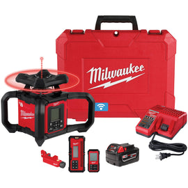M18 Red Exterior Dual Slope Rotary Laser Level Kit w/ Receiver & Remote