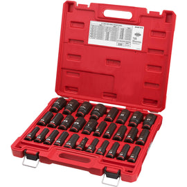 29PC SHOCKWAVE Impact Duty 1/2" Drive SAE & Metric Deep 6 Point Socket Set