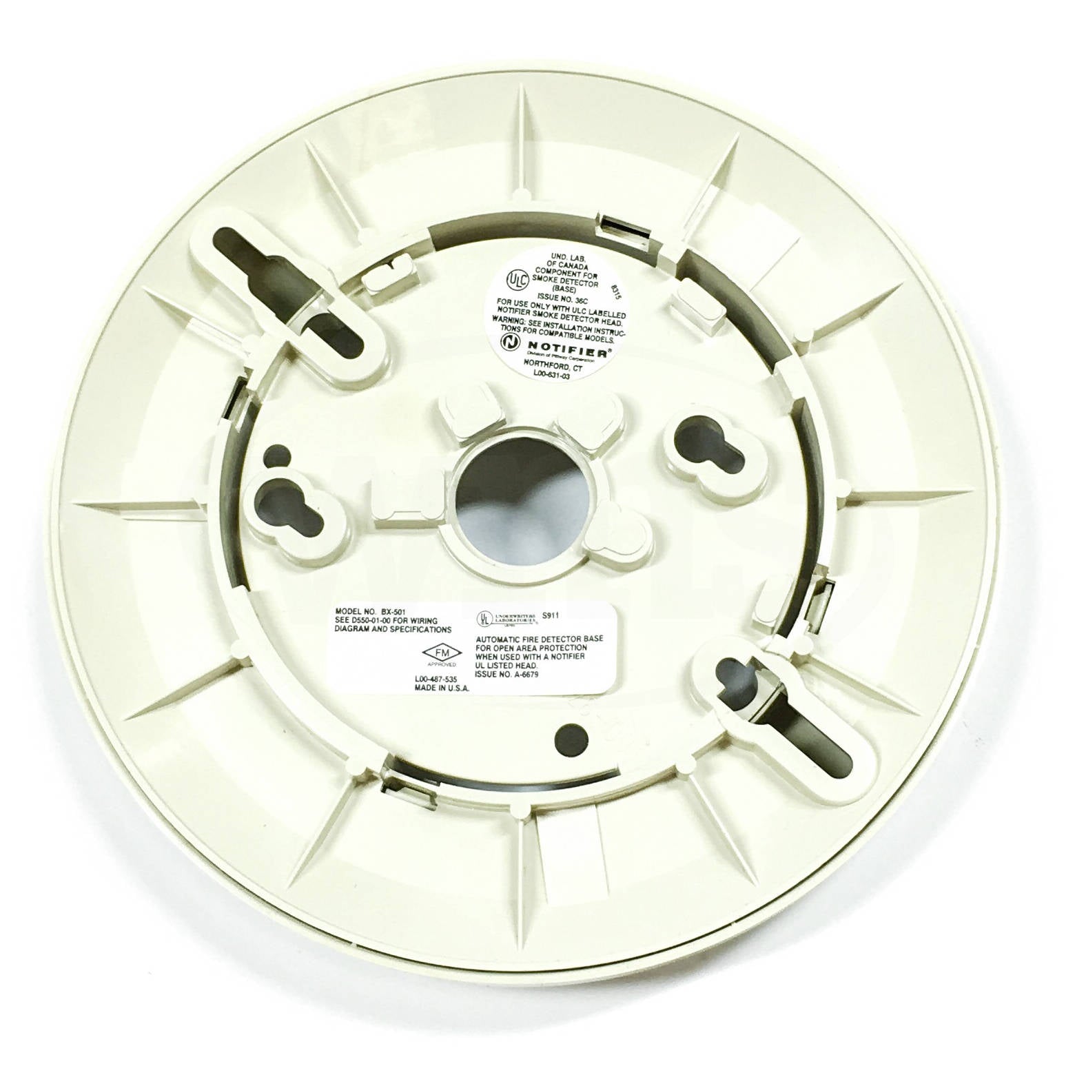 Notiifier BX-501 Plug-in Detector Base, White