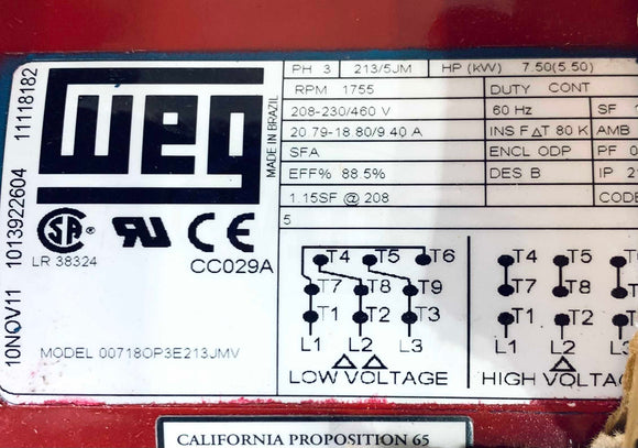C150623 Bell & Gossett Series 80 Pump, 3X9.5B, 7.5HP, 00718OP3E213JMV,