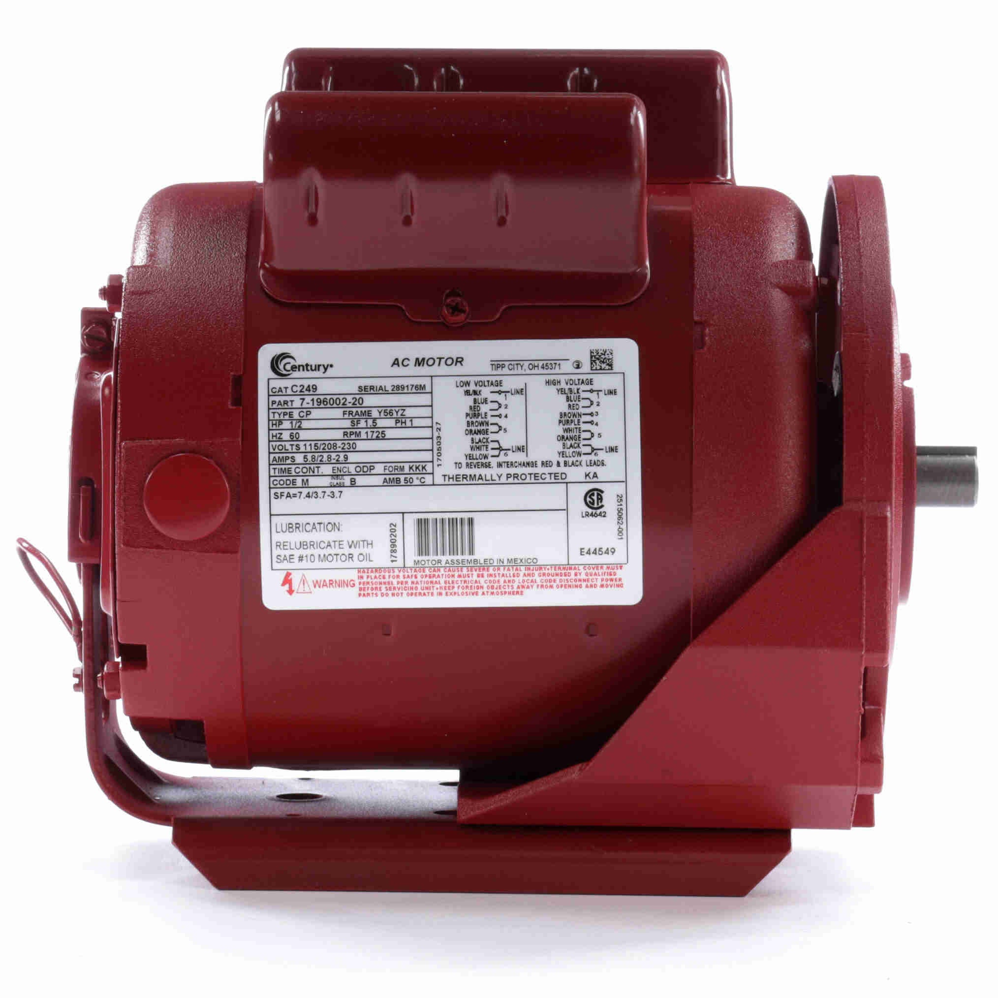 C249 Century 1/2HP Circulator Pump Electric Motor, 1800RPM - 0