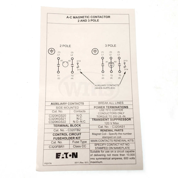 C25HNE3120B Eaton Definite Purpose Contactor, 120 Amp