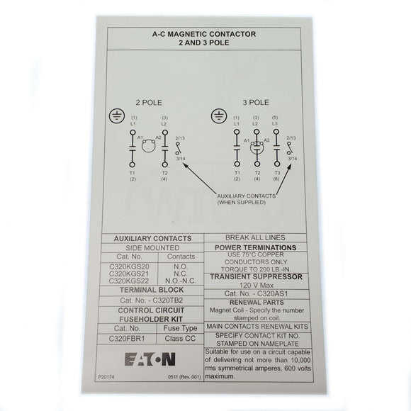 C25HNE3120C Eaton Definite Purpose Contactor, 120 Amp