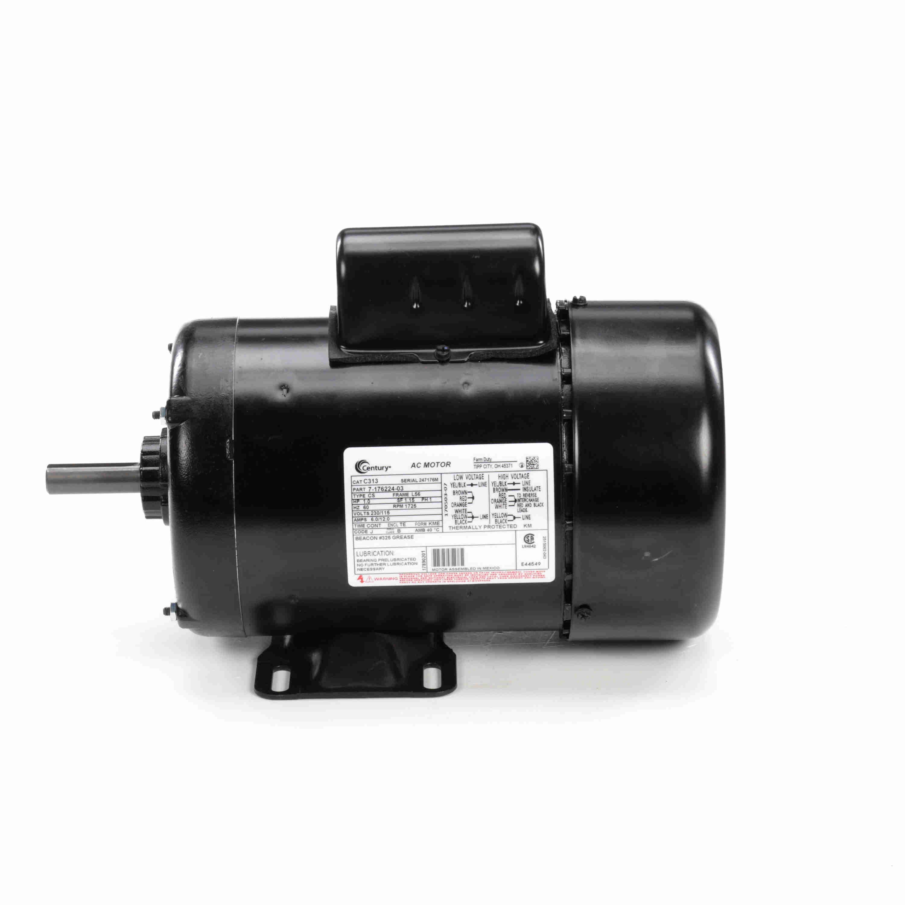 C313 Century 1HP Farm Duty Electric Motor, 1725RPM - 0