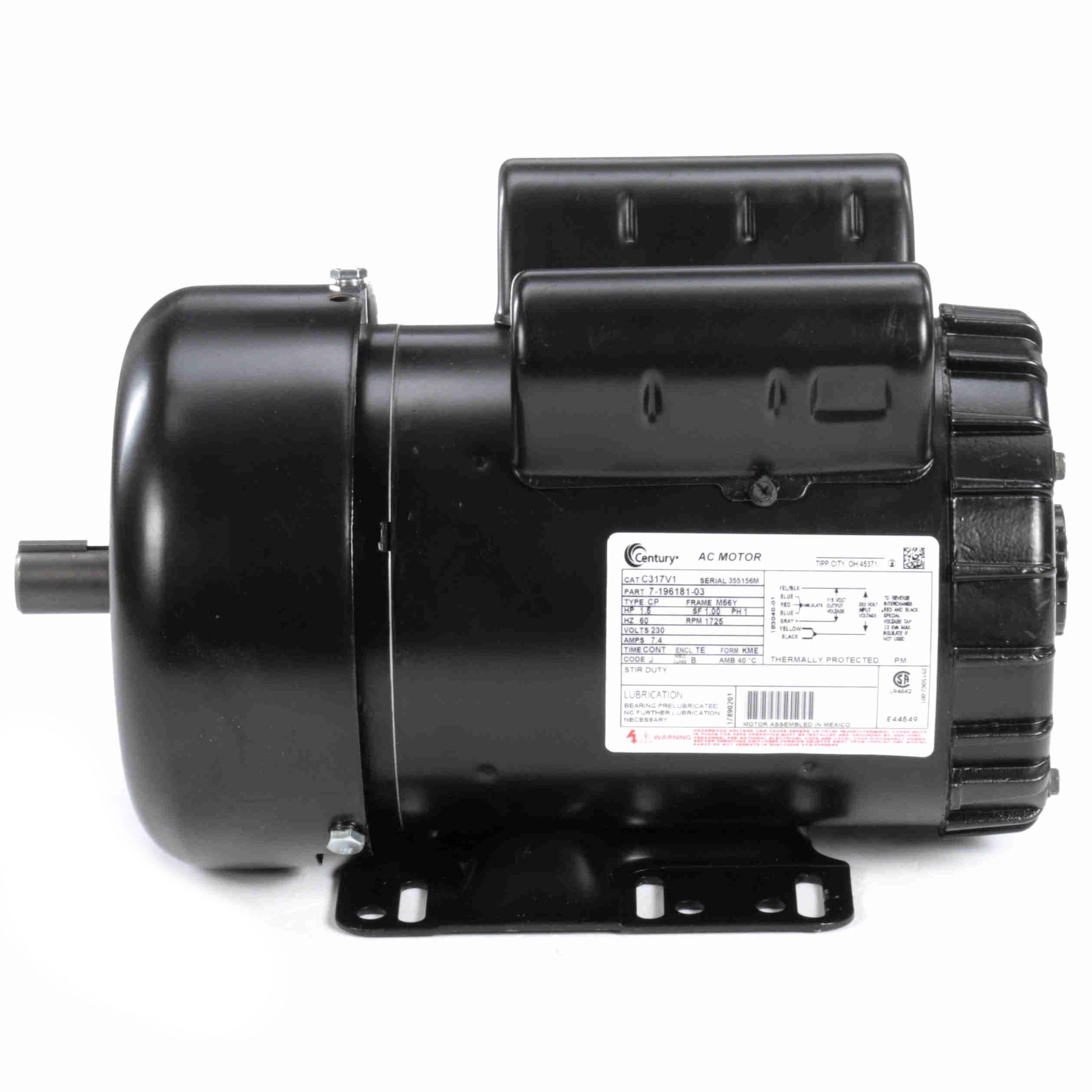 C317V1 Century 1.5HP Grain Stirring Electric Motor, 1800RPM - 0