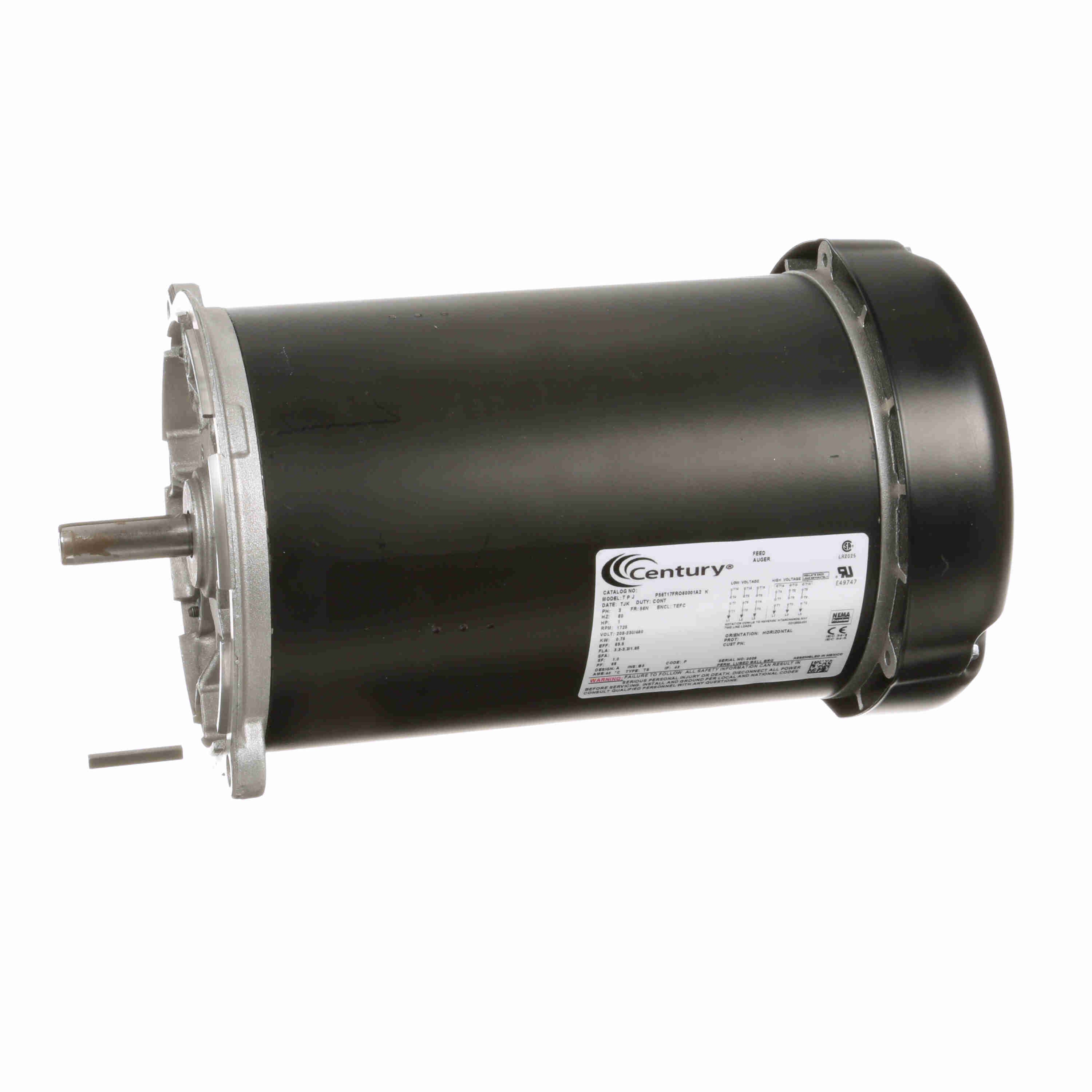 C348ES Century 1HP Auger Drive Electric Motor, 1800RPM