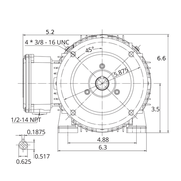 CB3-AL-TF-56C-4-B-D-.33 Techtop 1/3HP Cobra Electric Motor, 1800RPM