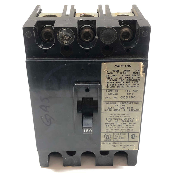 CC3150 Eaton Type CC Circuit Breaker, 150A, 240VAC 3-Pole