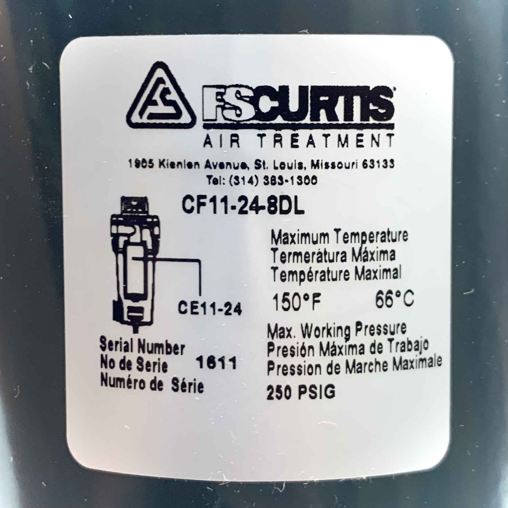 CF11-24-8DL FS-Curtis Bowl Impaction Type Separator, 250 PSIG