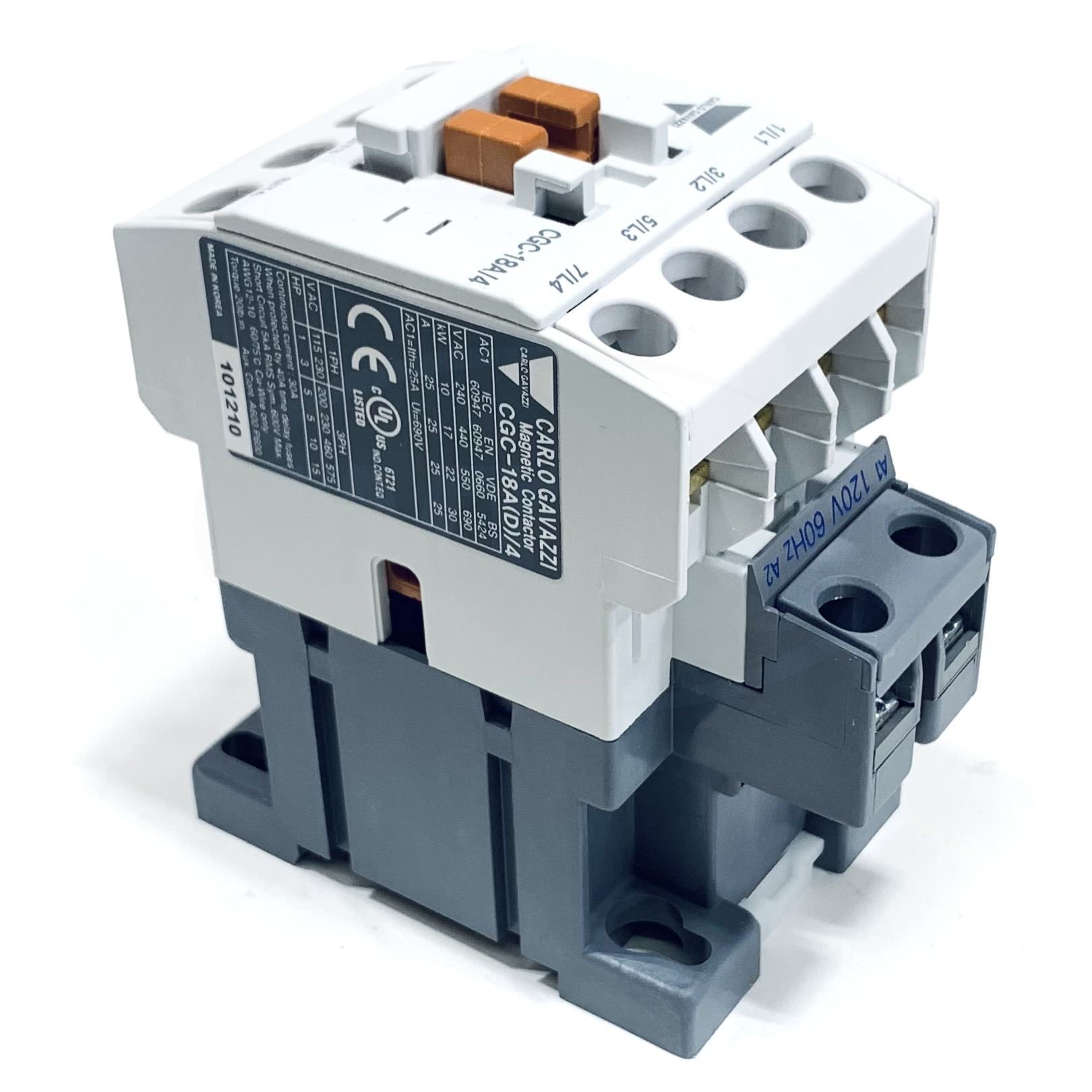CGC-18A/4 Carlo Gavazz 3 Pole Contactor,i 40 A, 7.5 kW, 120 V Coil - 0
