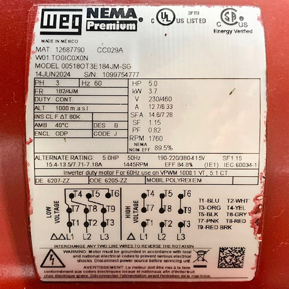 3x3x9.5C B&G Pump Assembly 5HP, 1800RPM, 3 Ph, E-80 SSF 7.5