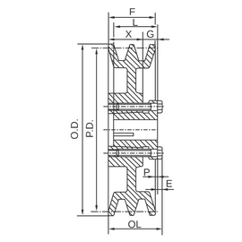 2BK52H AMEC 4.95" "H" Style BK Double Groove V-Pulley