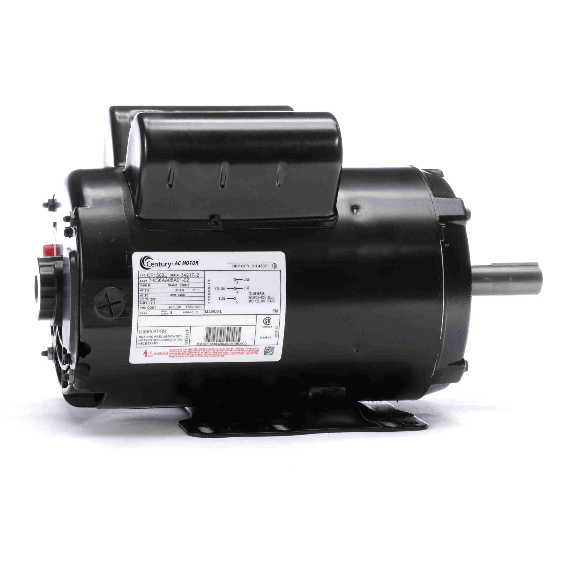 CP1502L Century 5HP Air Compressor Electric Motor, 3450RPM - 0