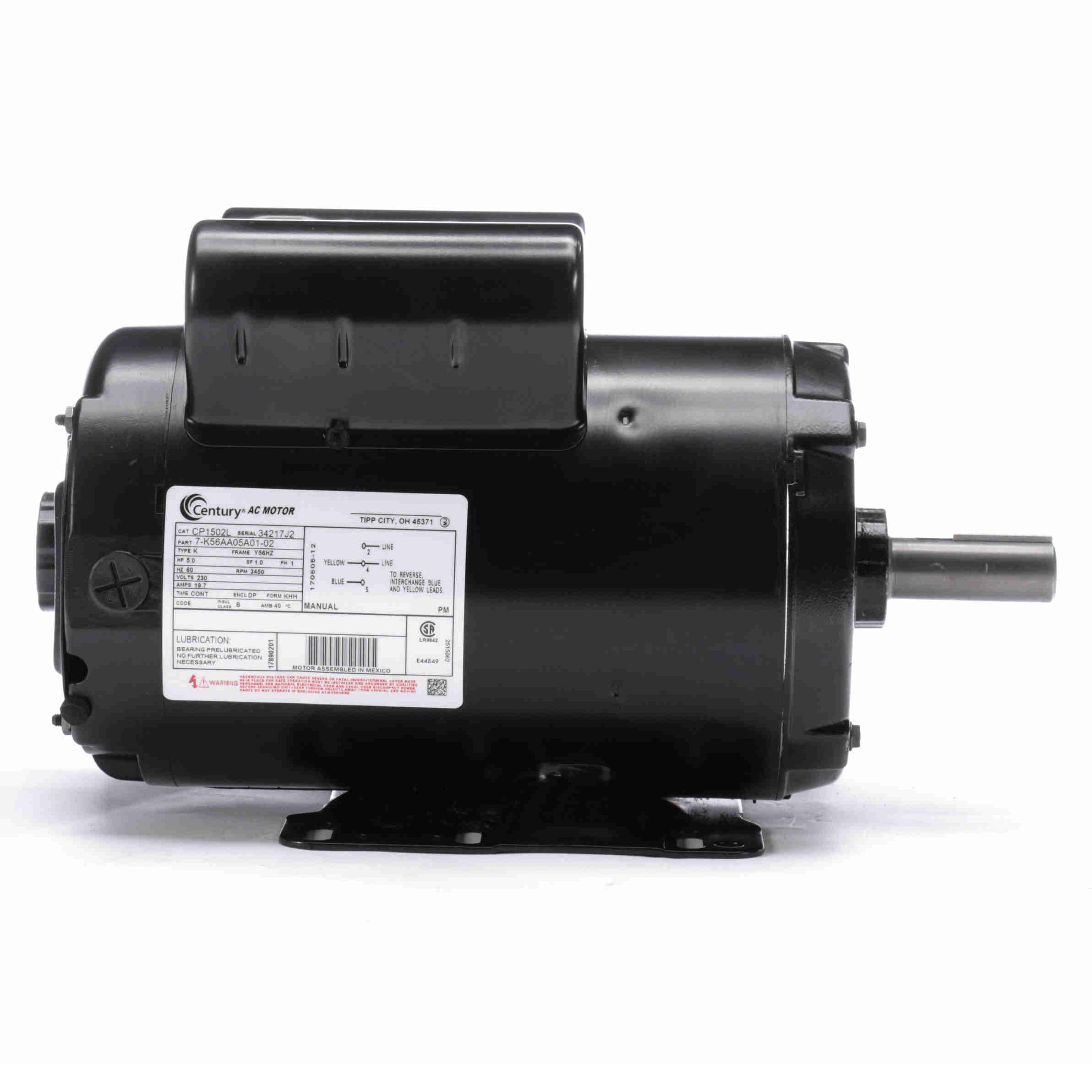 CP1502L Century 5HP Air Compressor Electric Motor, 3450RPM