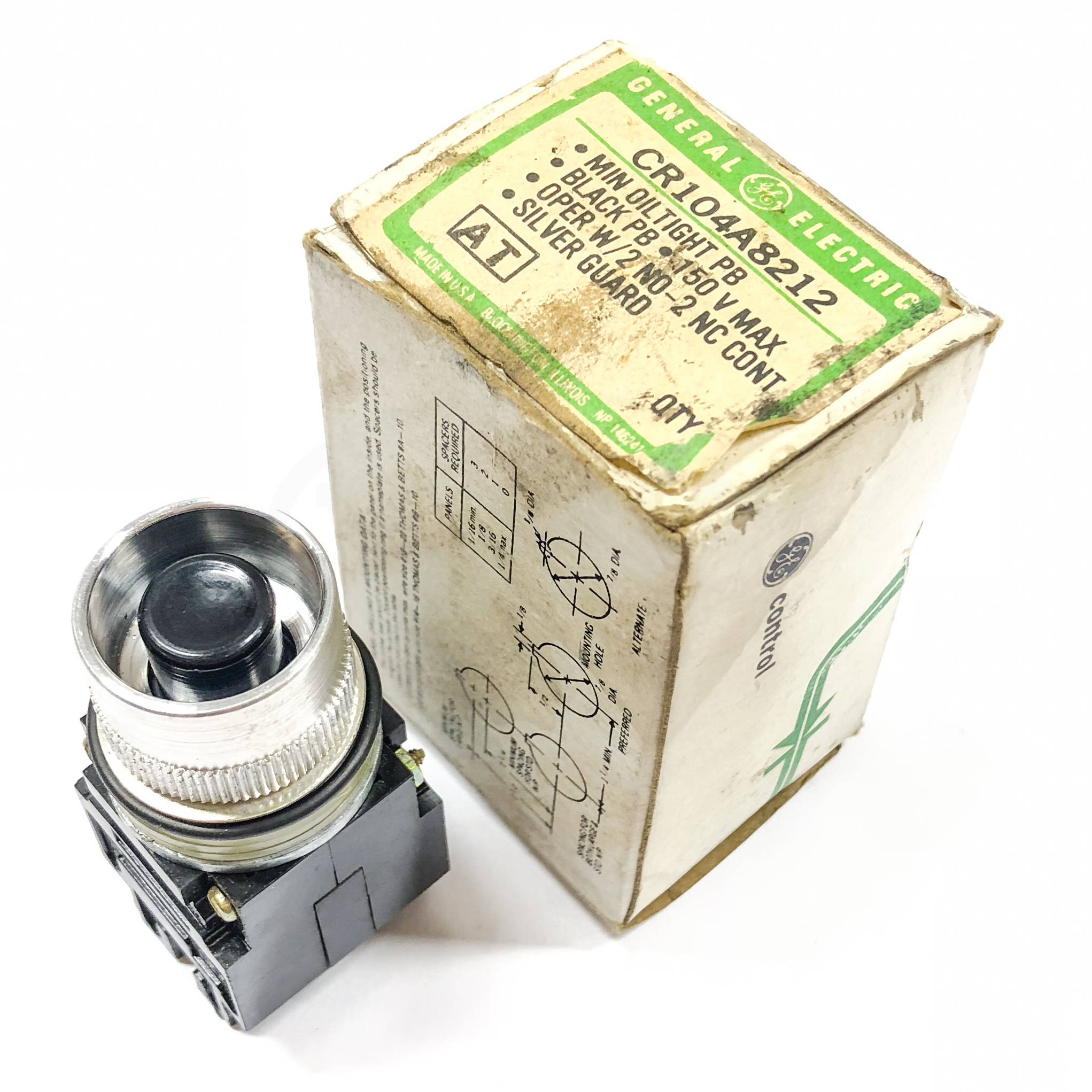 CR104A8212 GE Min Oiltight Push Button, Black