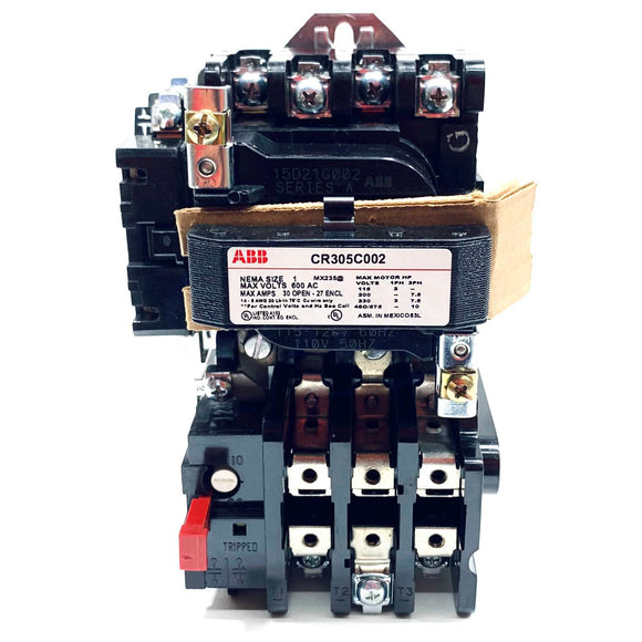 CR305C002 ABB Contactor 600 VAC, 30 Amp, 50/60 Hz, 120 Volt Coil