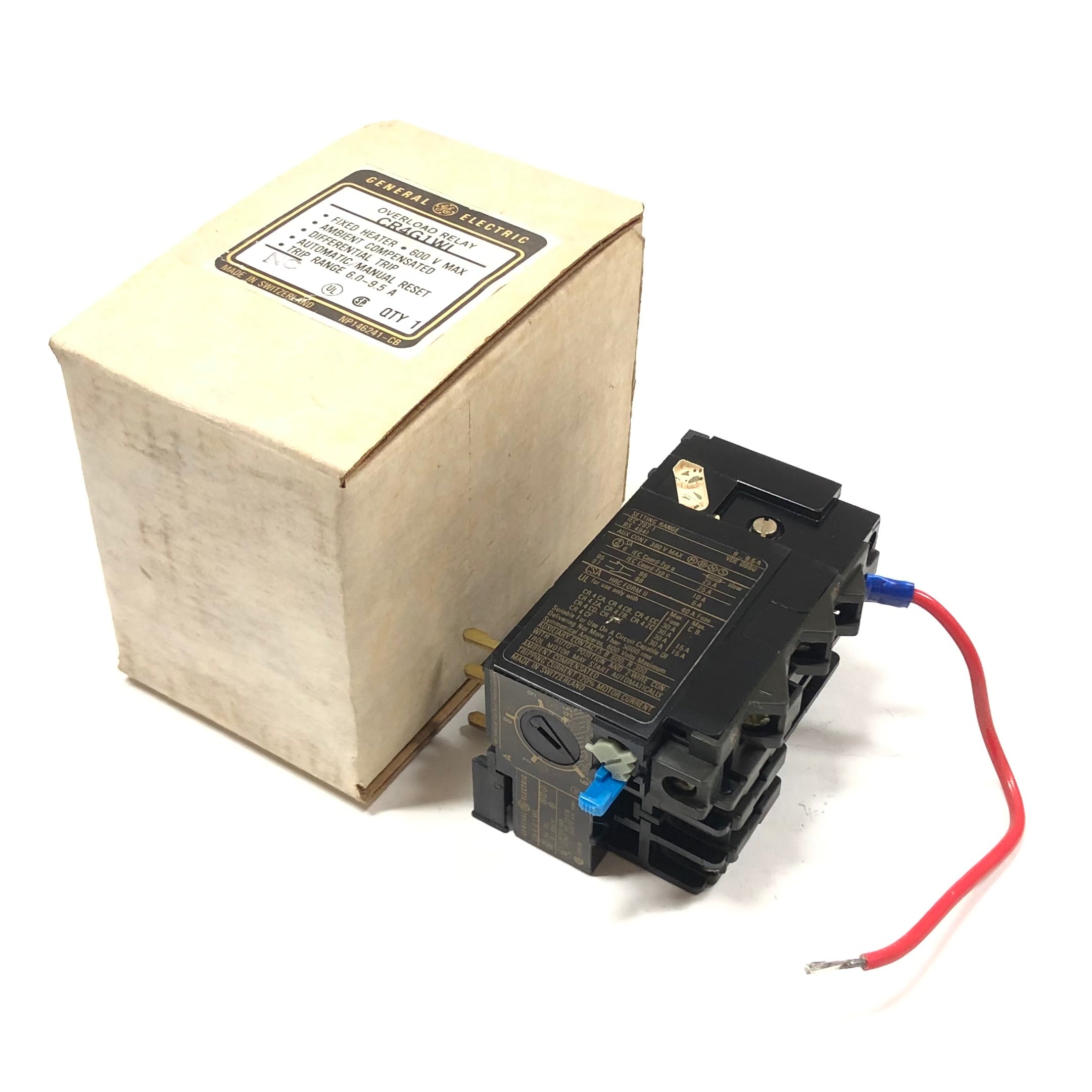 CR4G1WL General Electric Overload Relay, 6.0-9.0 Amp Range