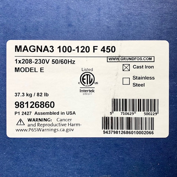 98126860 Grundfos MAGNA3 100-120 F 2 HP, 208-230V Cast Iron Circulator Pump