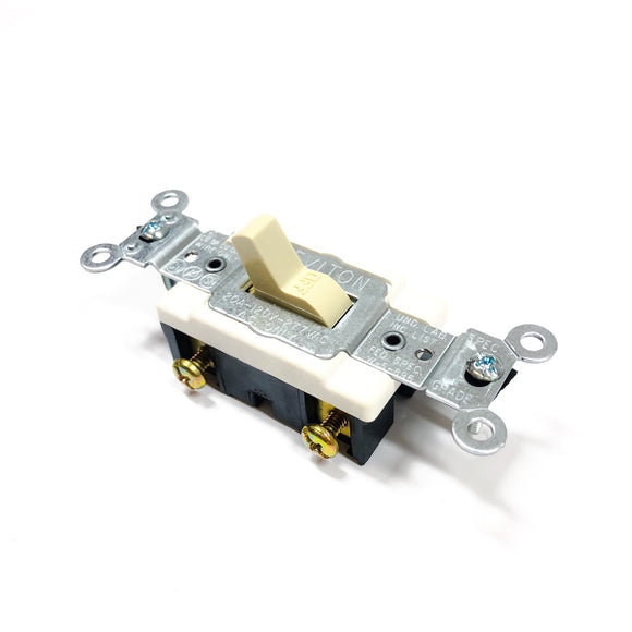 CS120-2I Leviton Single Pole Toggle Switch, 20A - 120/277 VAC, Side Wired, Ivory