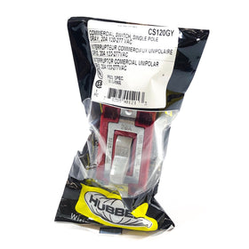 CS120GY Hubbell Commercial Toggle Switch, Single Pole, 20 A, 120-277 VAC - 0