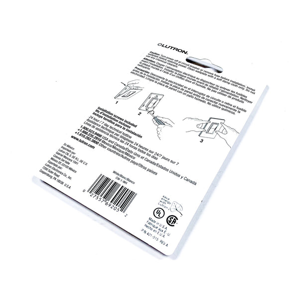 Lutron Claro 1 Gang Decorator Wallplate, CW-1-WH,