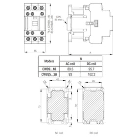 CWB12-11-30D07 WEG Low Voltage Contactor, 12 Amp, 3 NO Power Poles - 0