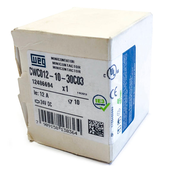 CWC012-10-30C03 WEG Miniature Contactor, 12A, 3-Pole